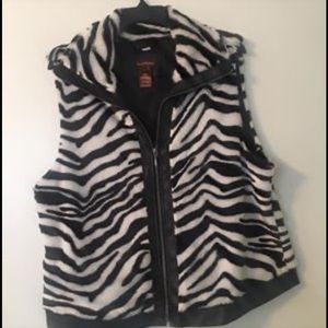 Zebra print velour vest